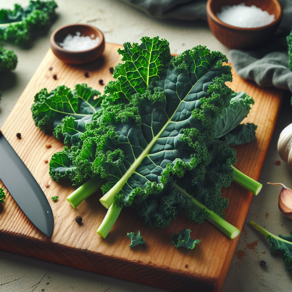 Feuilles de kale fraîches, prêtes à être utilisées en cuisine