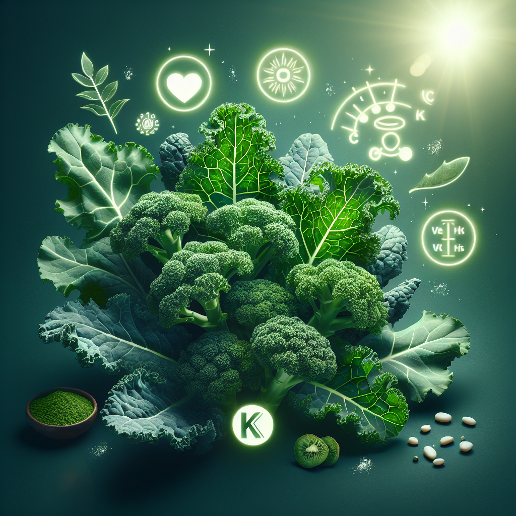 Feuilles de kale fraîches avec des illustrations de calcium et de vitamine K