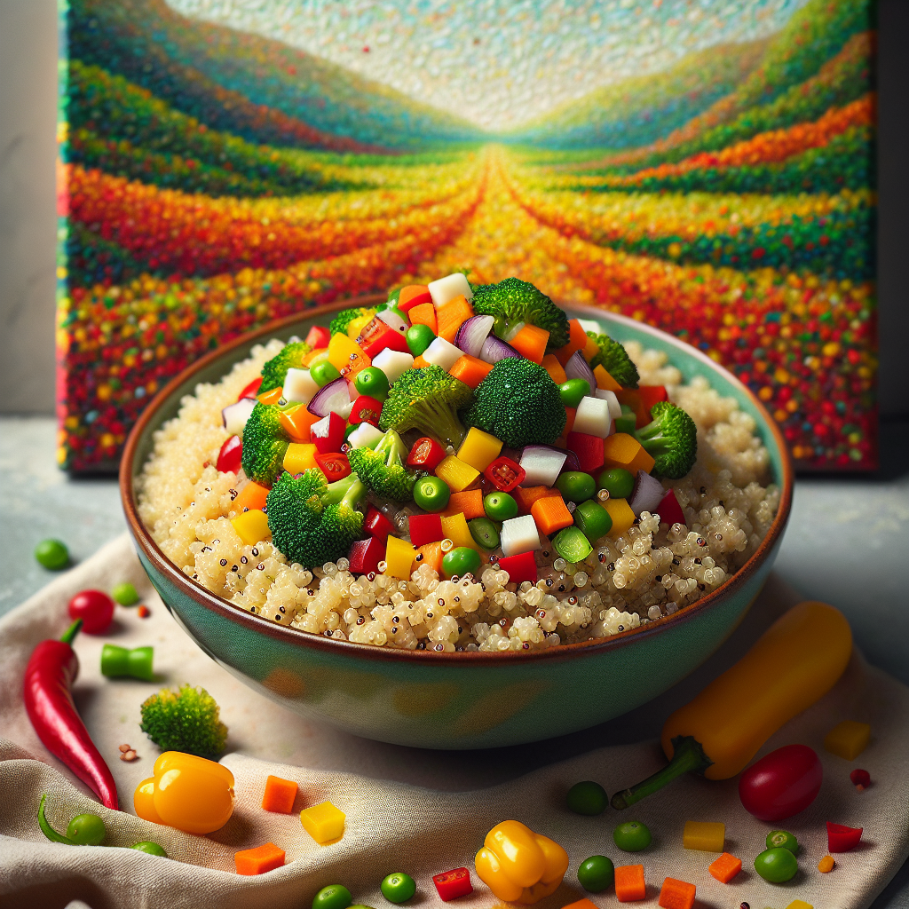 Un bol de quinoa cuit avec des légumes frais