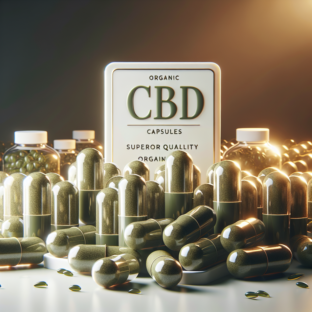 Une sélection de gélules de CBD de haute qualité, avec une préférence pour les options biologiques, présentée de manière propre et invitante.