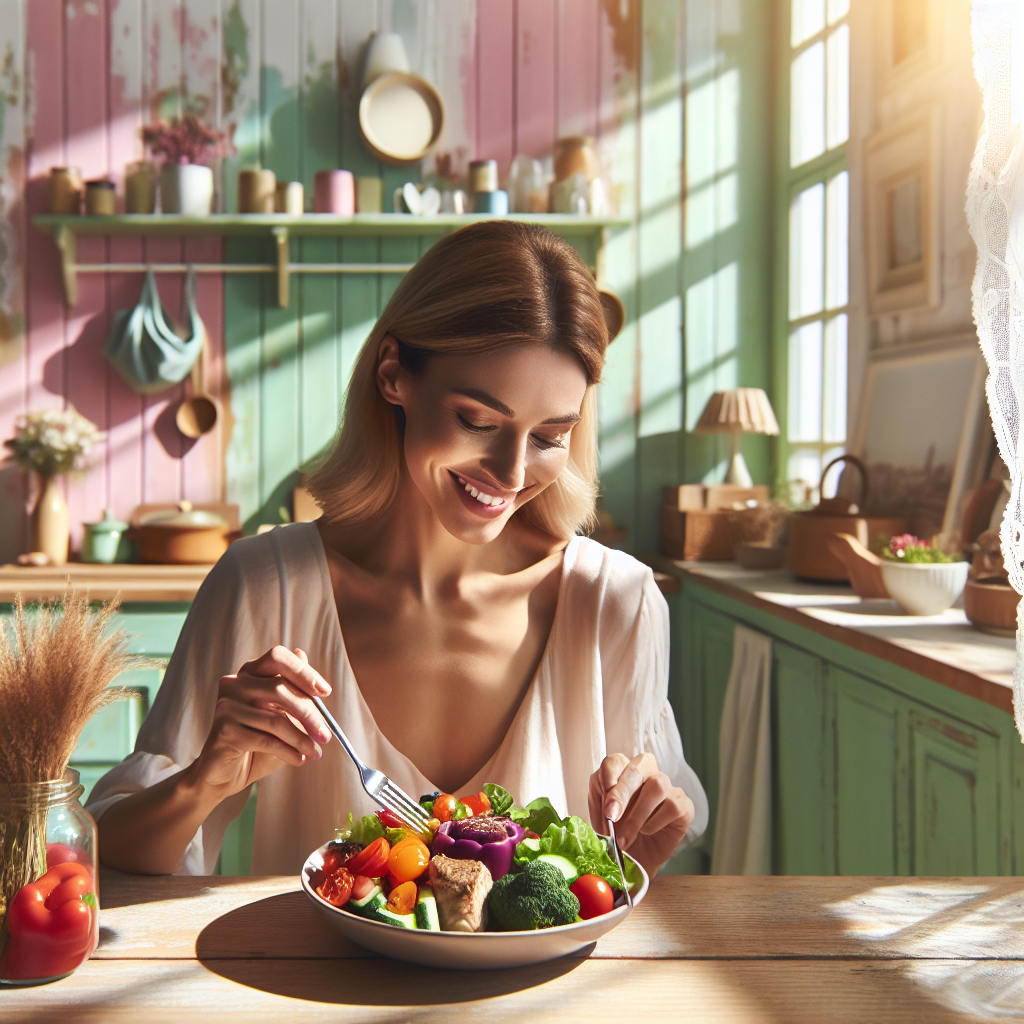 Personne profitant d'un repas équilibré avec des aliments sains