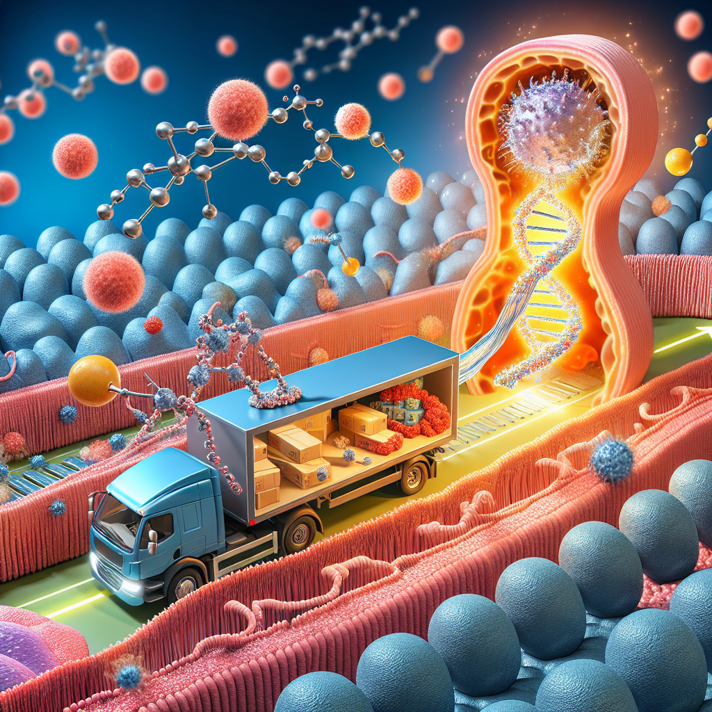 Illustration montrant la L-Carnitine transportant des acides gras vers les mitochondries pour produire de l'énergie, symbolisant la réduction de la graisse corporelle et l'augmentation des niveaux d'énergie.