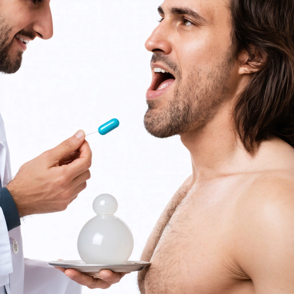 Représentation artistique d'une procédure avec un ballon gastrique.