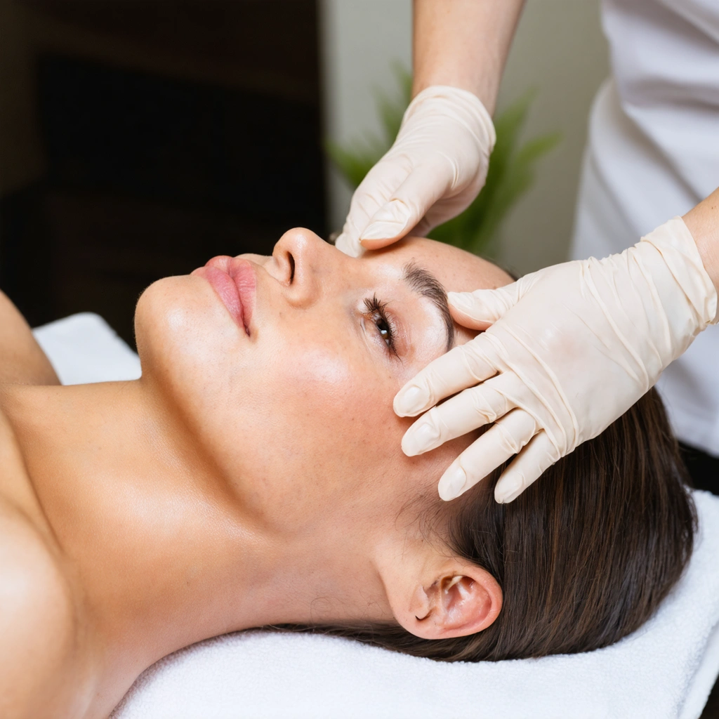 Une personne relaxée recevant une séance de luxopuncture en spa