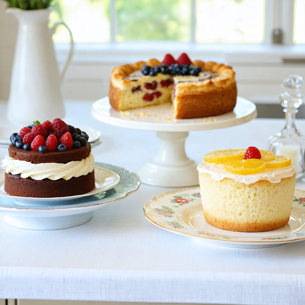Sélection de trois gâteaux minceur joliment présentés