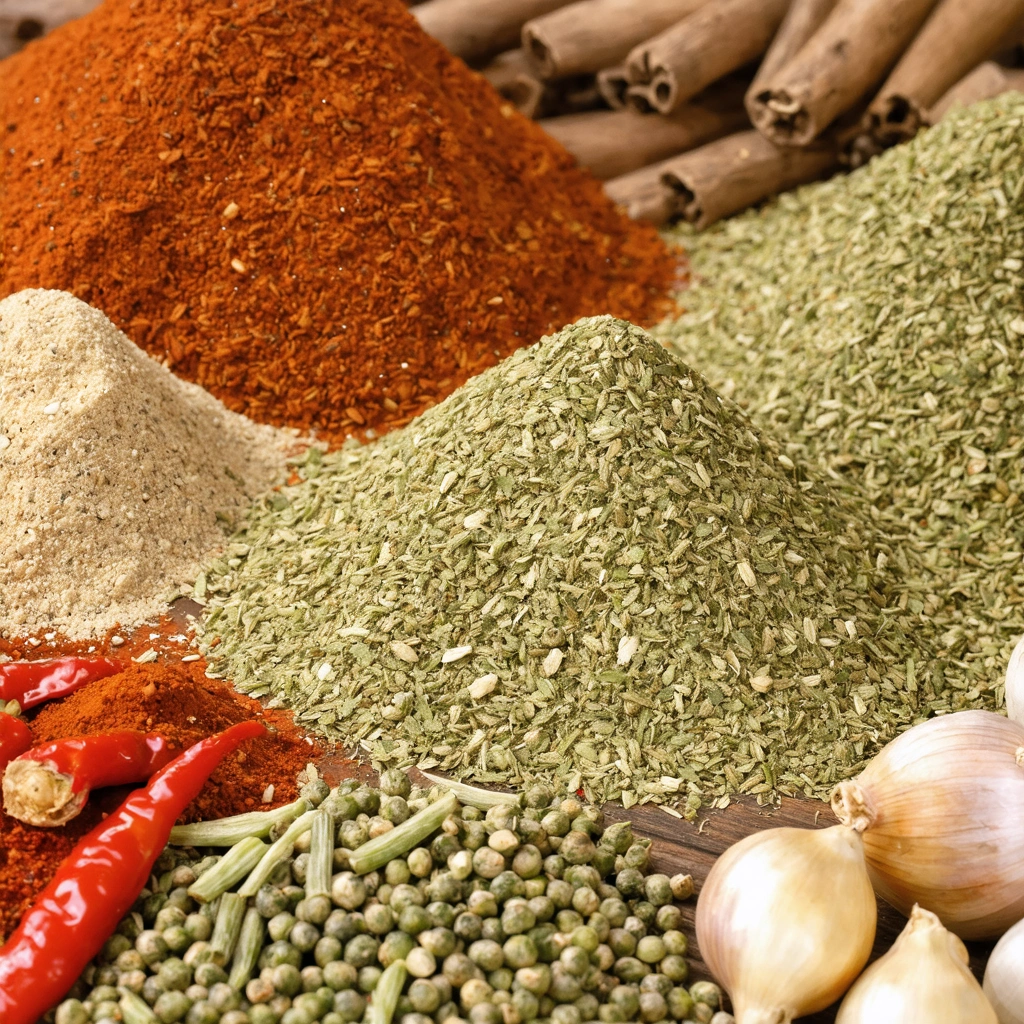 Mélange d'épices tunisien avec coriandre, carvi, ail et piment