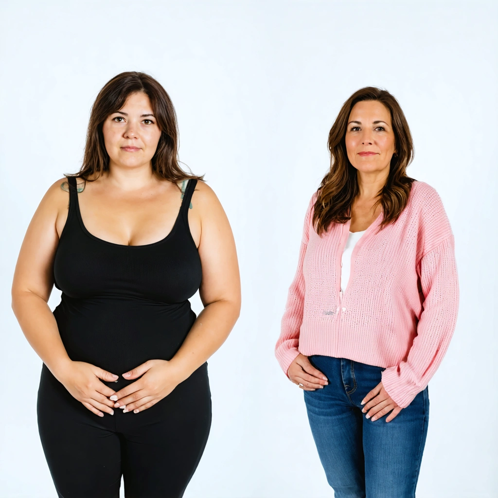 Photos avant et après d'une transformation post-bypass
